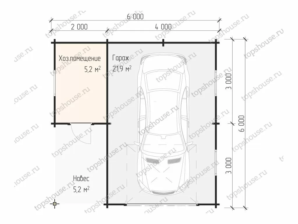 Гараж из бруса «Автопорт». 6422