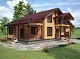 Двухэтажный дом-баня с гаражом из двойного бруса «Эльфийский Терем». 6211