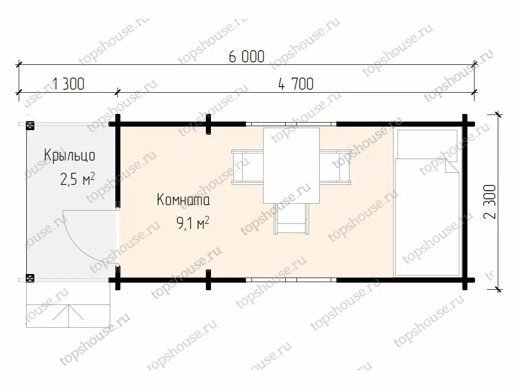 Дачная бытовка с крыльцом 6,0x2,3. 7249