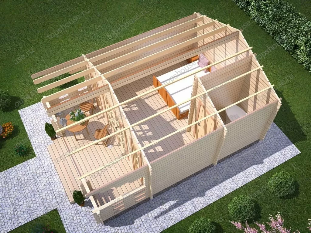 Садовый домик из бруса «Пляжный». 4412