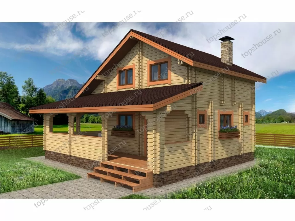 Дачный дом из двойного бруса «Ранчо». 5782