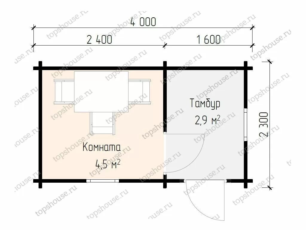 Дачная бытовка 4,0x2,3. 6937