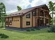 Двухэтажный дом-баня с гаражом из двойного бруса «Эльфийский Терем». 6213