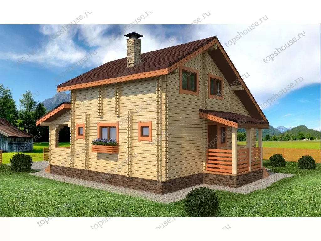 Дачный дом из двойного бруса «Ранчо». 5785