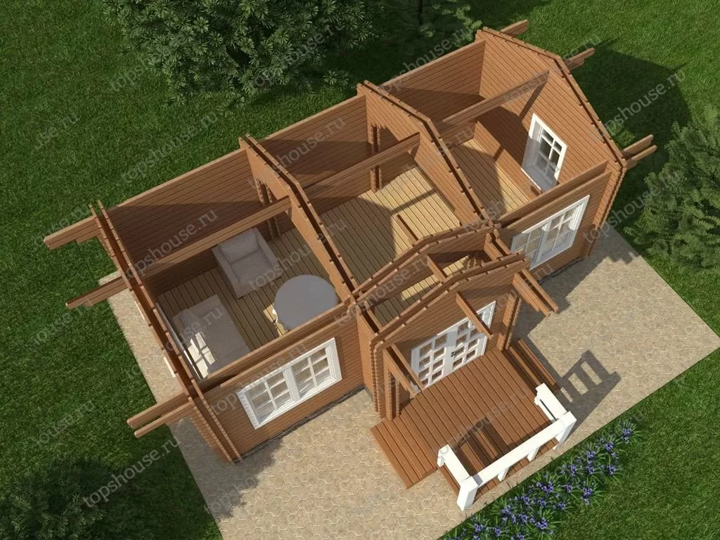 Теплый дом из бруса «Тихая заводь». 5020