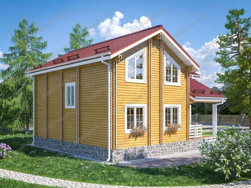 Двухэтажный дом из двойного бруса «Стефания». 9642
