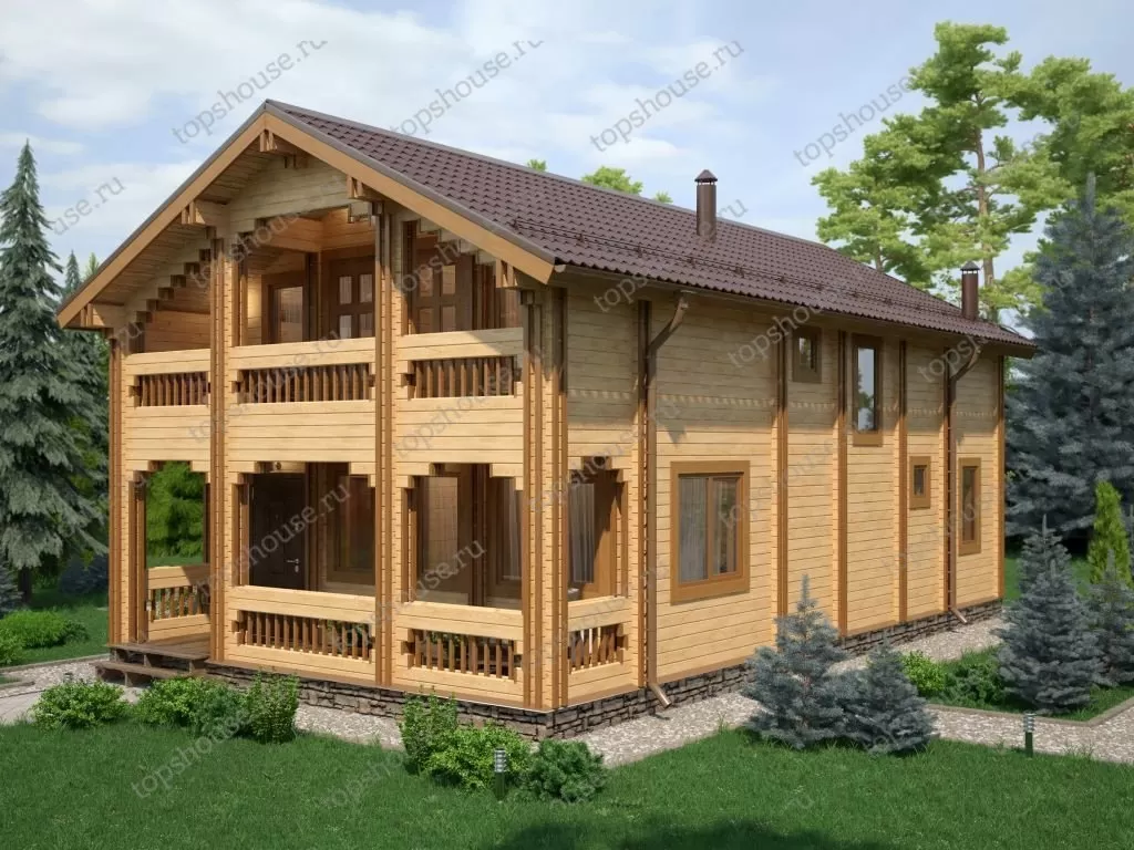 Двухэтажный дом из двойного бруса «Великий Гетсби». 6641
