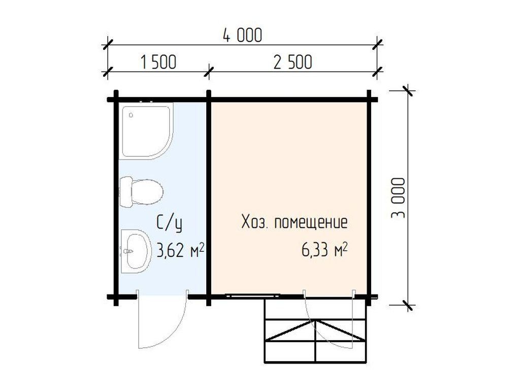План туалета с хозблоком