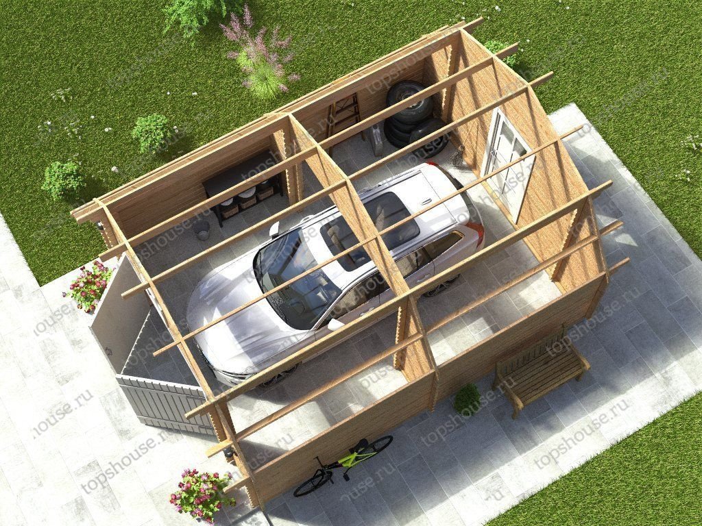 Гараж из бруса «Авиатор». 11237