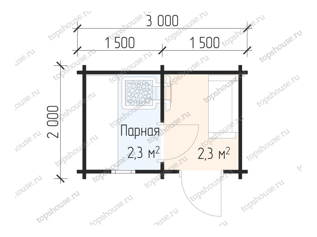 Мини-баня 3 x 2 «Малютка». 5643