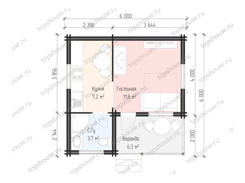 Одноэтажный тёплый дом «Эко-Идеал». 6234