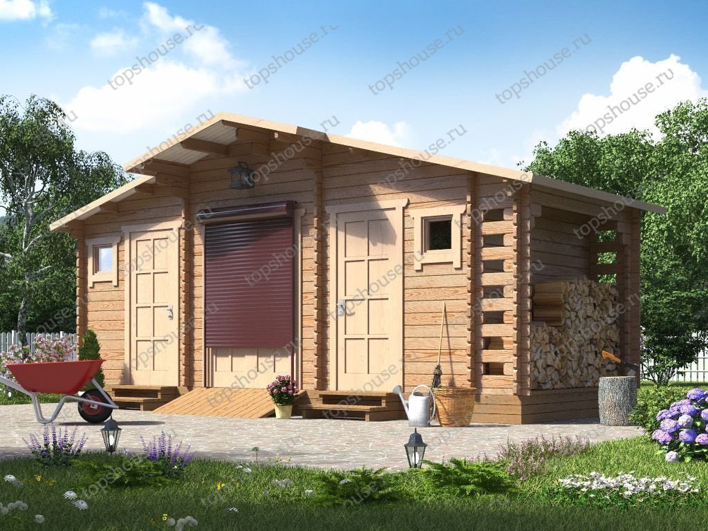 Хозблок с дровником «Куча мала». 13015