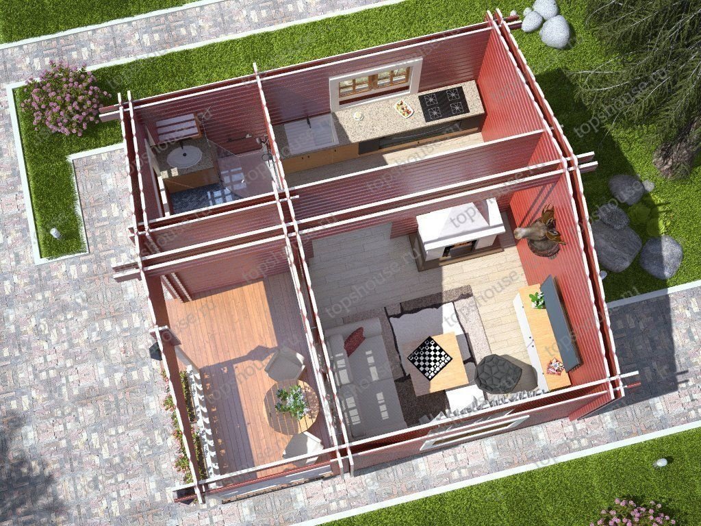 Одноэтажный тёплый дом «Эко-Идеал». 6233