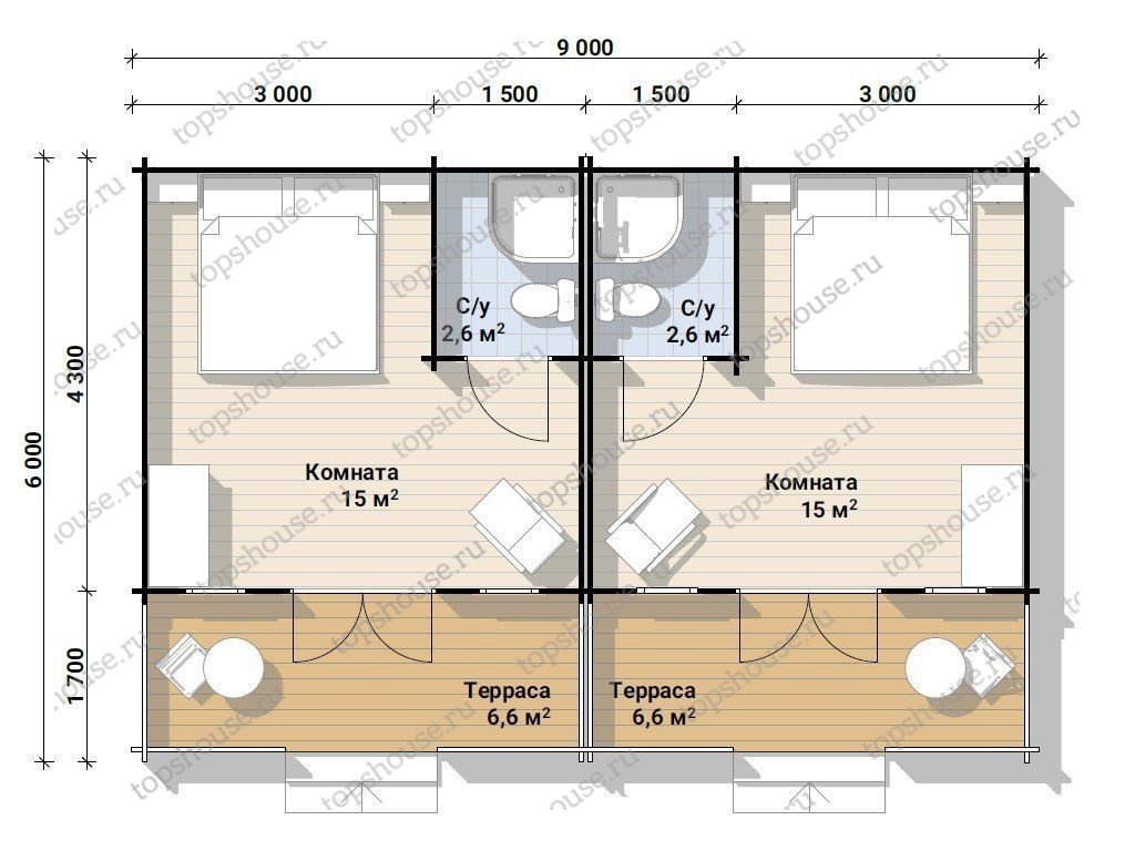 Пляжный дом на две семьи «Счастливы вместе». 10007