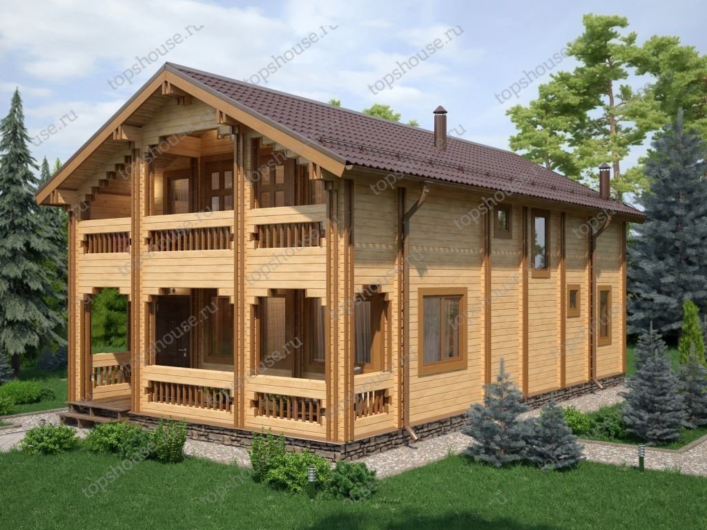 Двухэтажный дом из двойного бруса «Великий Гетсби». 6641