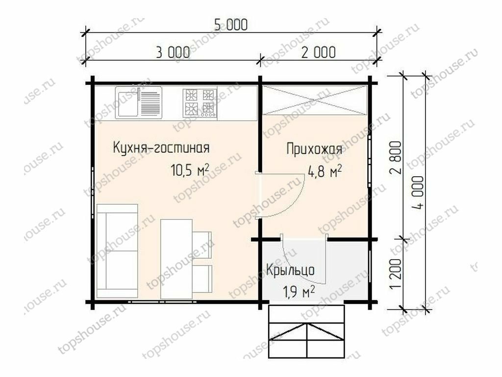 Гостевой домик экономкласса 5 х 4 «Артель» от компании «ТопсХаус» в Москве.  Гостевые домики