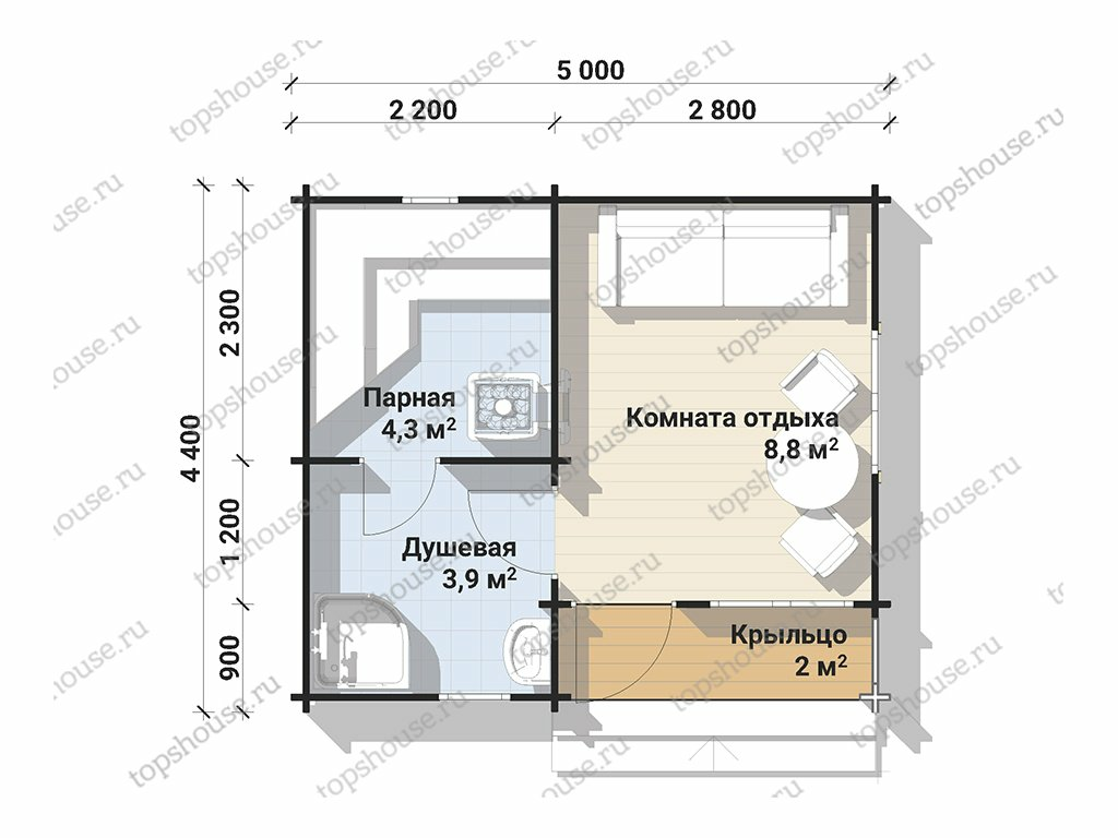 Баня из бруса «Фёдор Иваныч 2.0» без террасы - купить по выгодной цене от  производителя «ТопсХаус» в Москве. Бани из бруса под ключ