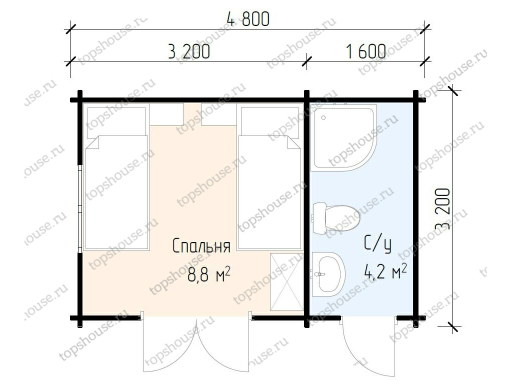 Садовый домик 4,8 x 3,2 «Солнечное утро» от компании «ТопсХаус» в Москве.  Садовые домики